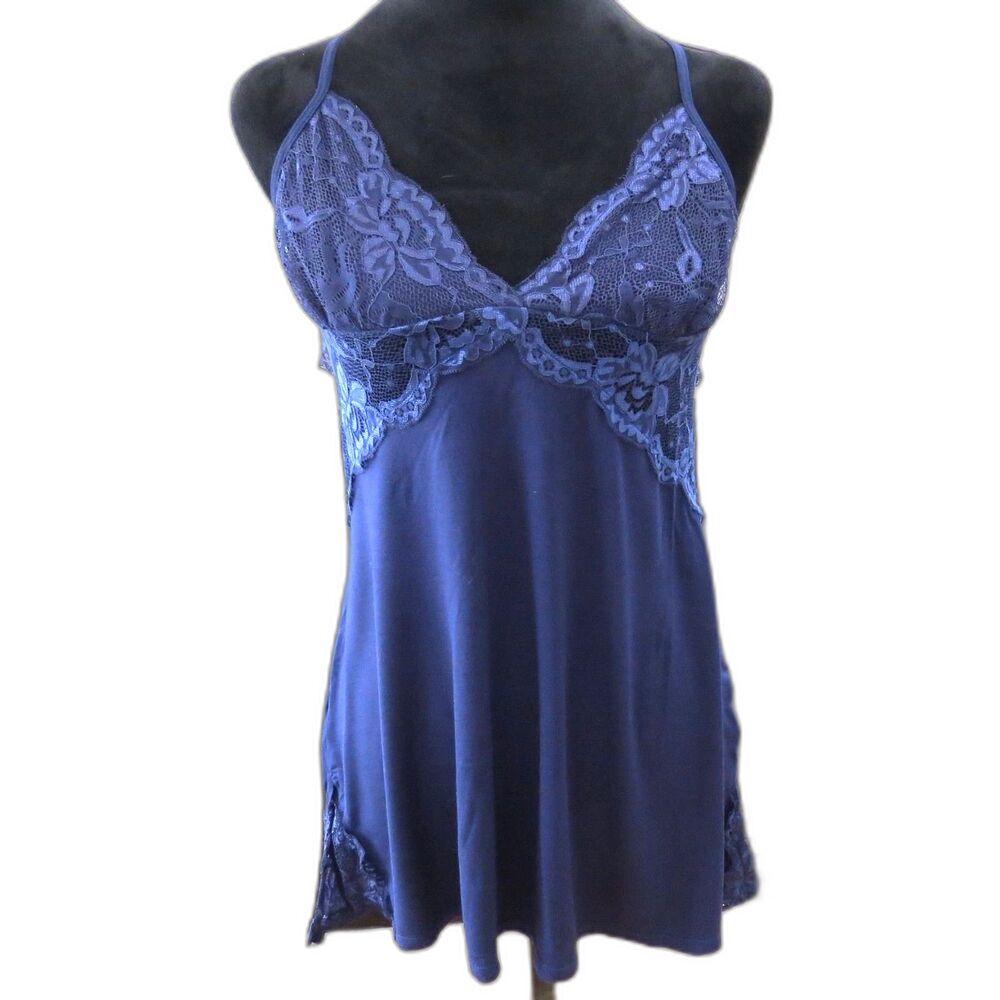Avidlove Women's Lace Chemise Nightgown Coquette Navy M
